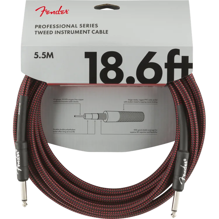 Fender | Professional Series Câble Instrument Droit/Droit 5,6 m | Tweed Rouge