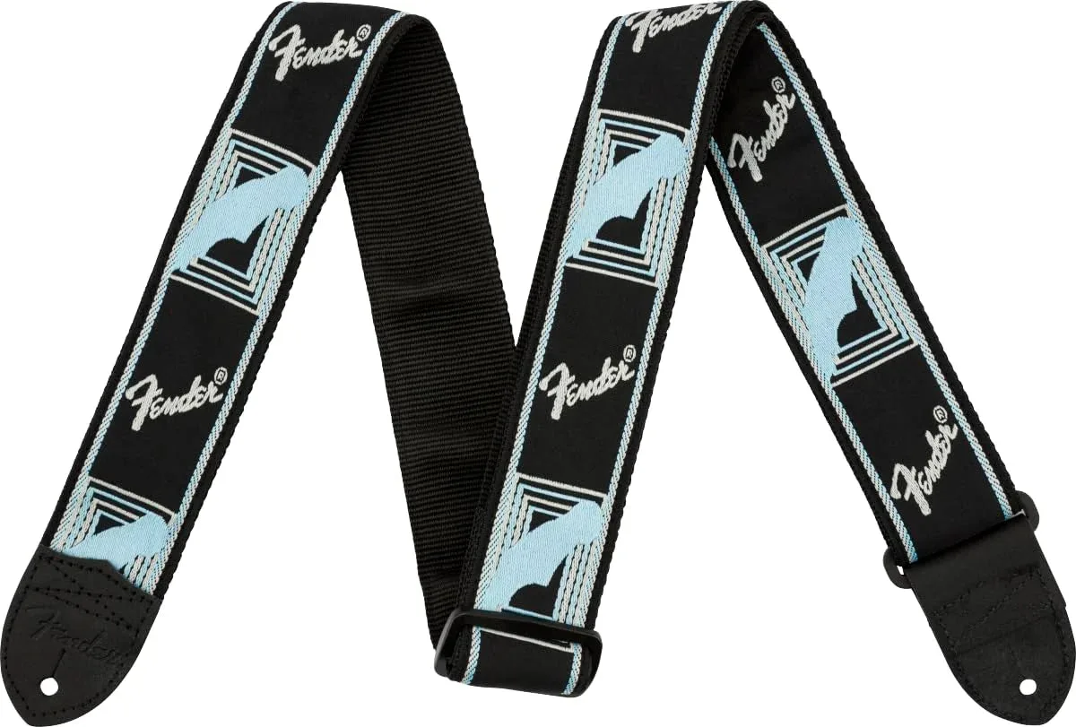 Fender | 2'' Monogrammed Strap | Black/Light Grey/Blue