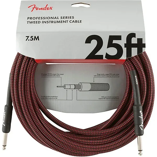 Fender | Professional Series Câble Instrument Droit/Droit 5,6 m | Tweed Rouge