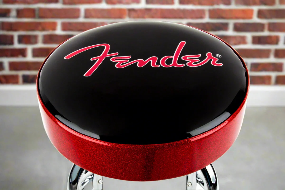 Fender | Red Sparkle Logo Barstool 30 | Black-Red Sparkle