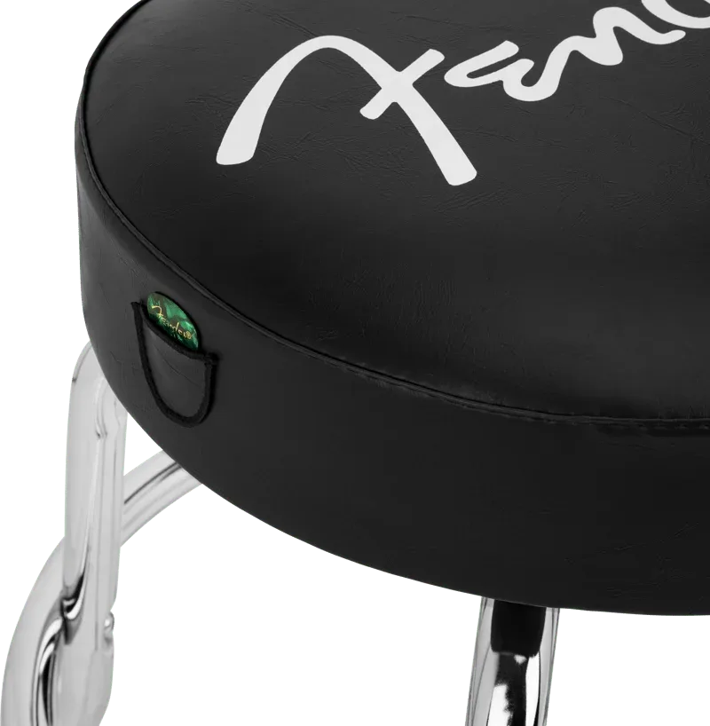 Fender | Spaghetti Logo Pick Pouch Barstool | Black/Chrome 24"