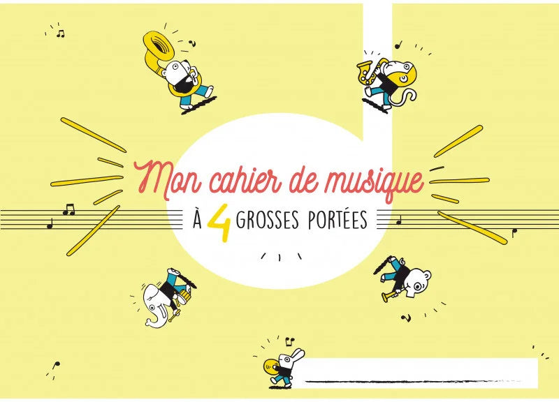 Hexamusic | Cahier de Musique pour Enfant 4 Grosses Portées