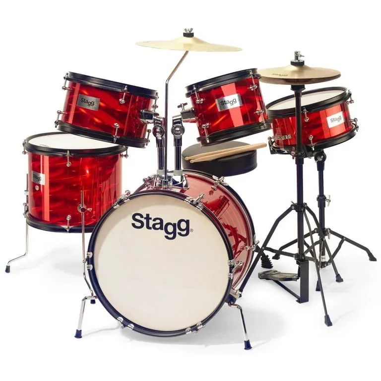 Stagg | 5pc 16'' Junior Drum Kit avec Hardware et Trône | Rouge