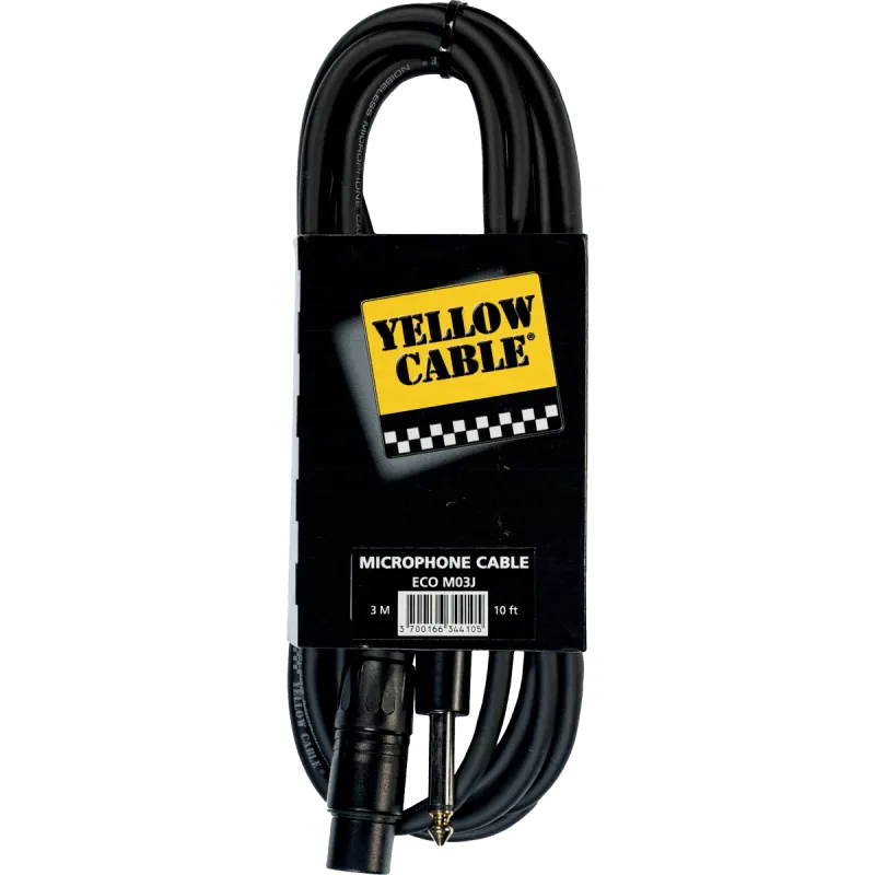 Yellow Cable | Câble Jack mono mâle TS 6,35 mm vers XLR femelle M03J | Noir
